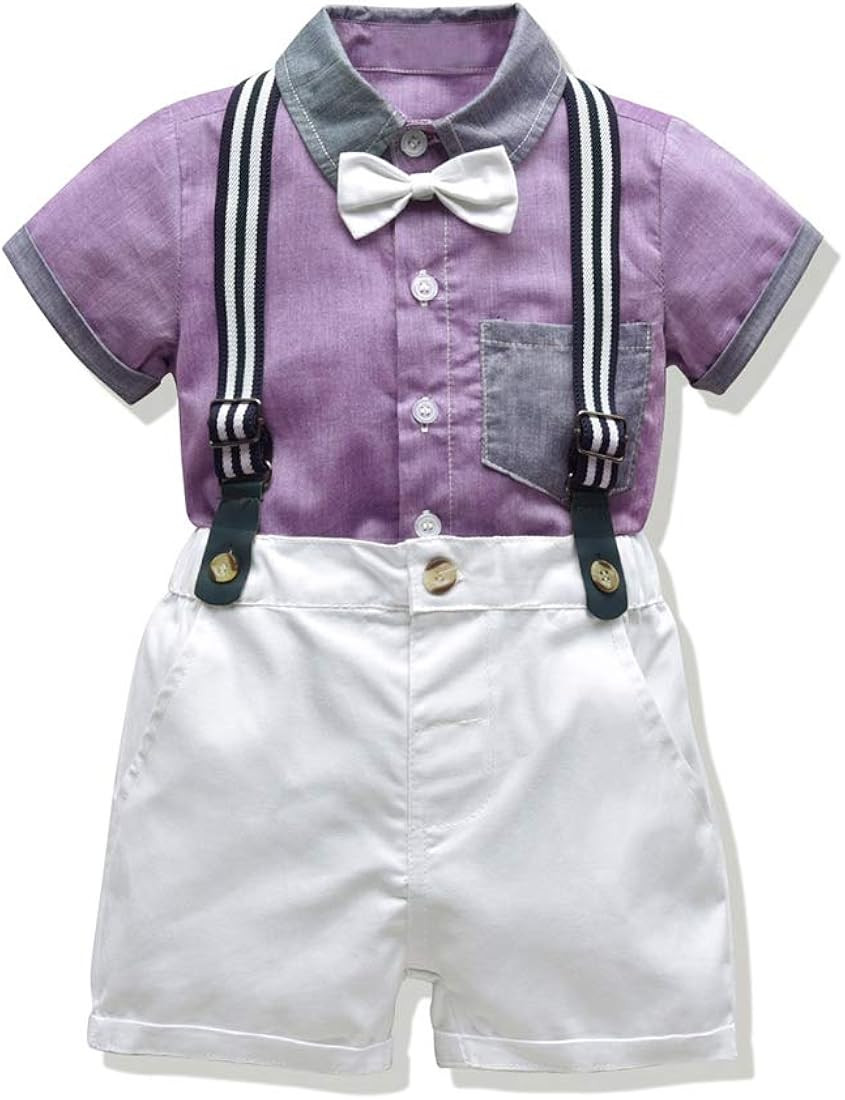 Moyikiss Studio Baby Boys Gentleman Outfit Suits, Infant Boys Short Pants Set, Short Sleeve Shirt... | Amazon (US)