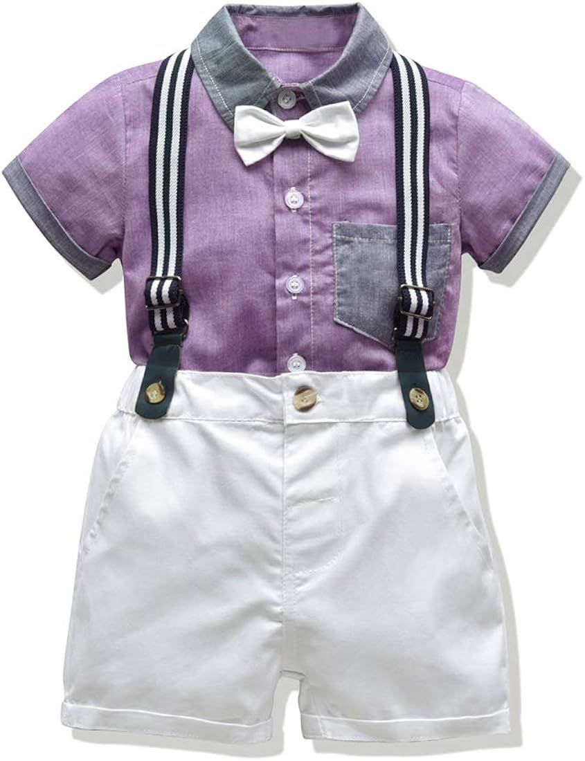 Moyikiss Studio Baby Boys Gentleman Outfit Suits, Infant Boys Short Pants Set, Short Sleeve Shirt... | Amazon (US)