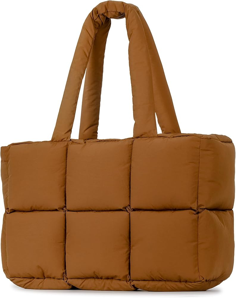 Herald Puffer Tote Bag for Women, Large Quilted Puffy Handbag Lightweight Satchel Purse for Work ... | Amazon (US)
