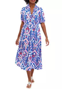 Women's Short Sleeve Ruffle Neck Printed Dress | Belk