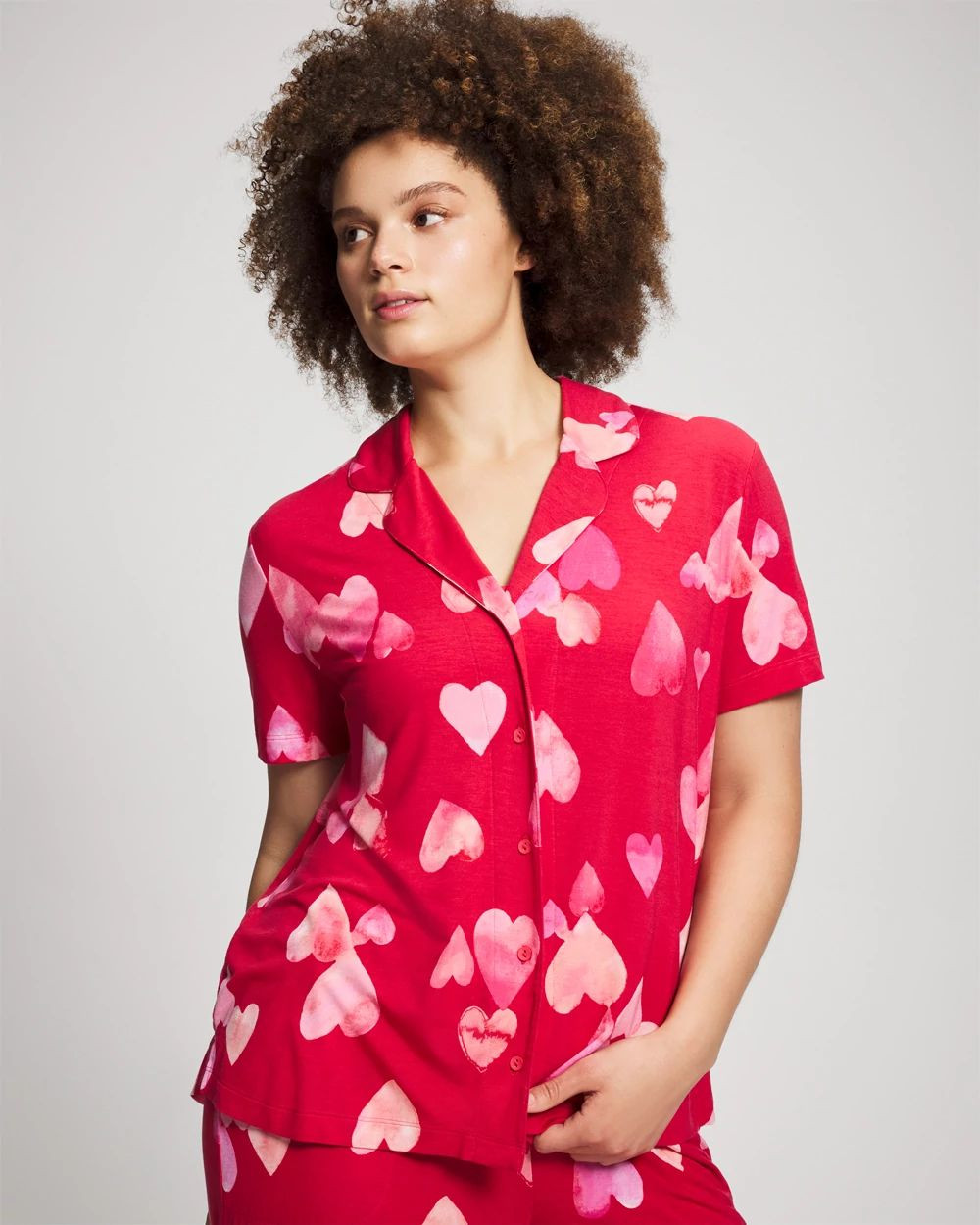 Short Sleeve Notch Collar Pajama Top | Soma | SOMA