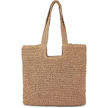 Straw Beach Tote Bag: Large Summer Boho Woven Bags - Rattan Handmade Shoulder Handbags for Women | Amazon (US)
