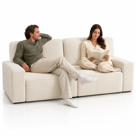 AAQZ 87" Comfy Sofa for Living Room, 3 Seater Chenille Fabric Couch for Small Space, Beige | Walmart (US)