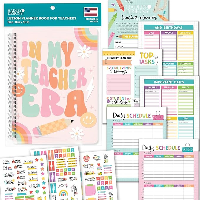 Hadley Designs Teacher Planner 2025-2026 – Undated Teacher Planners, Homeschool Lesson Planner ... | Amazon (US)