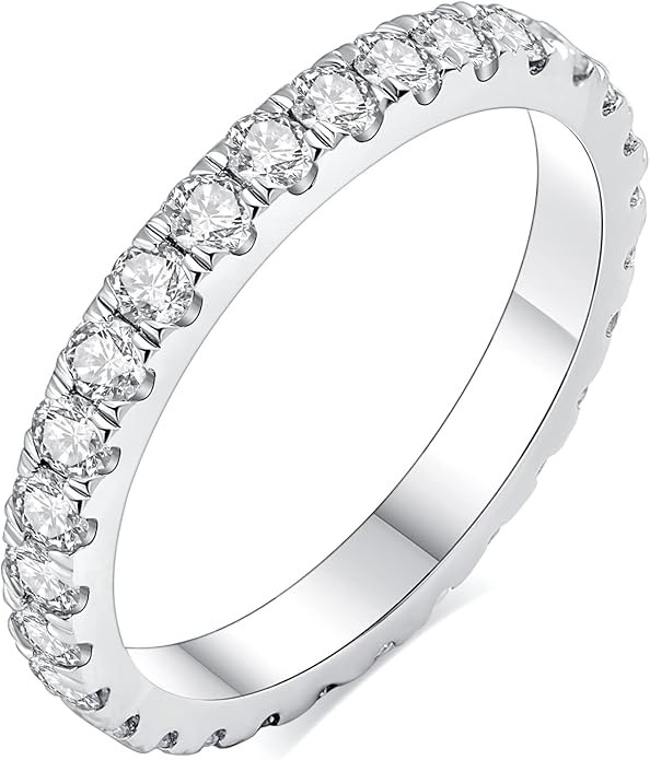 IMOLOVE Moissanite Wedding Band, Wedding Rings for Women, 0.3 ct D Color VVS1 Lab Created Diamond... | Amazon (US)