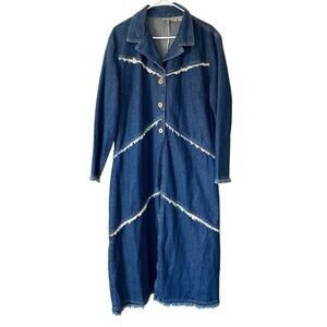 Vintage Erica Brooke Denim Jean Duster Long Jacket size XL Boho Western | Poshmark