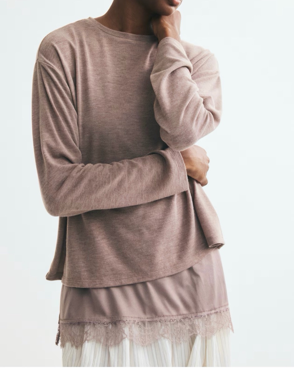 Lace trim layered shirt - in taupe and black!

#LTKSeasonal