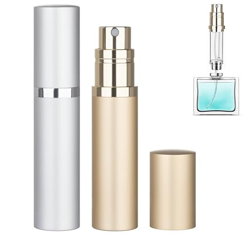 Qavhun Refillable Perfume Atomizer Travel Bottle 2-Pack 5ml Leakproof Luxury Travel Perfume Refillable Bottle, Portable Fragrance Atomiser (Silver & Gold) | Amazon (US)