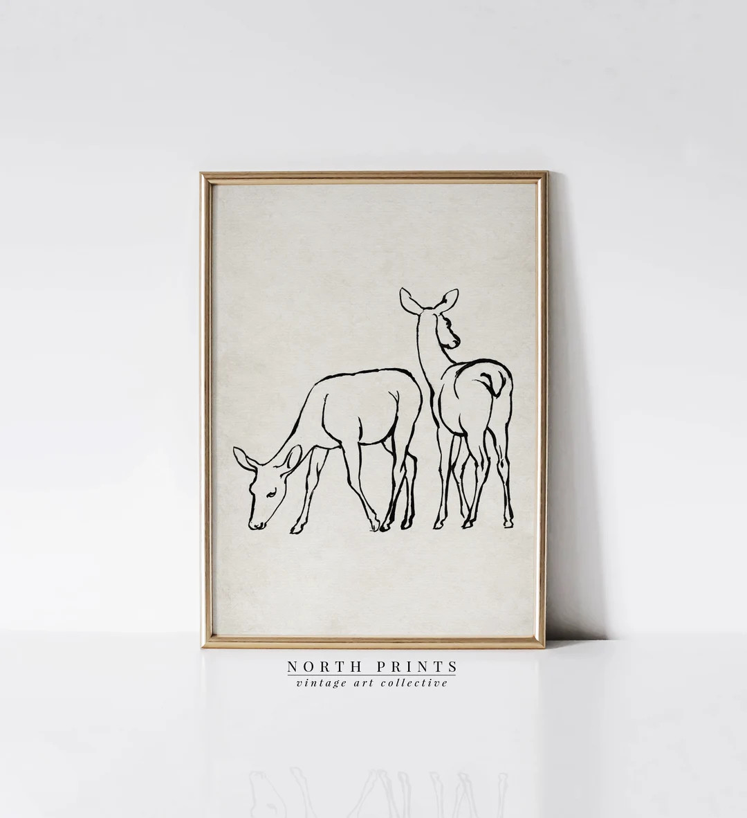 Neutral Rustic Woodland Nursery Wall Art Deer Sketch Minimal Art PRINTABLE Downloadable Digital A... | Etsy (US)