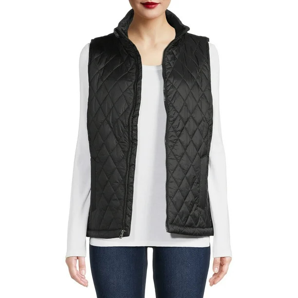 Time and Tru Women's and Plus Diamond Quilt Vest - Walmart.com | Walmart (US)