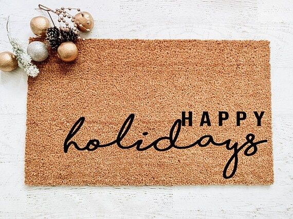 Happy Holidays, Doormat, Welcome Mat, Christmas Doormat, Christmas Decor, Holiday Doormat, Holida... | Etsy (US)