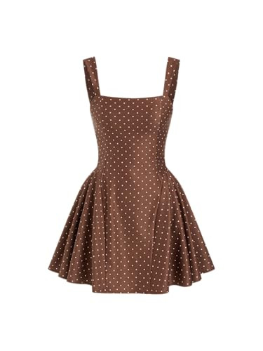 CIDER Womens Polka Dot Going Out Dress Cute Summer Date Night Square Neck Sleeveless Mini Dress | Amazon (US)