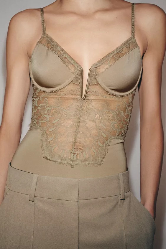 LACE POLYAMIDE BODYSUIT | Zara US