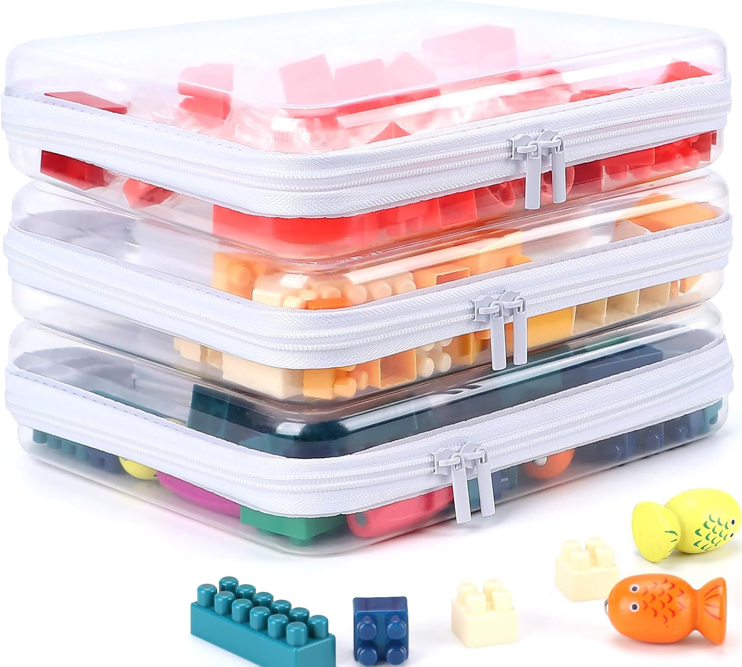 3 Pack Clear Hard Shell Zipper Case, Clear Zipper Pouches,Diaper Bag Organizer Pouches,Waterproof Makeup Organizer & Travel Toiletry Bag, Plastic Pouch for Office Home Storage, Large Size | Amazon (US)