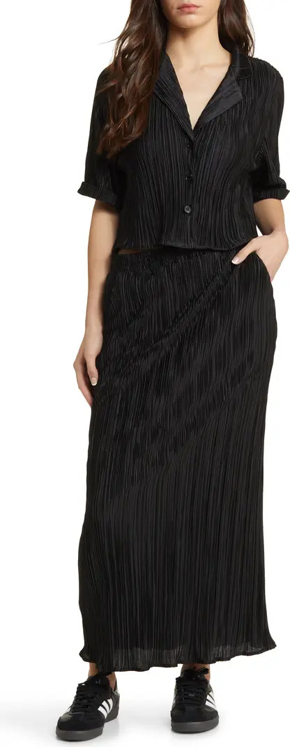 Dressed in Lala Est La Vie Notched Collar Plissé Top & Maxi Skirt Set | Nordstrom | Nordstrom