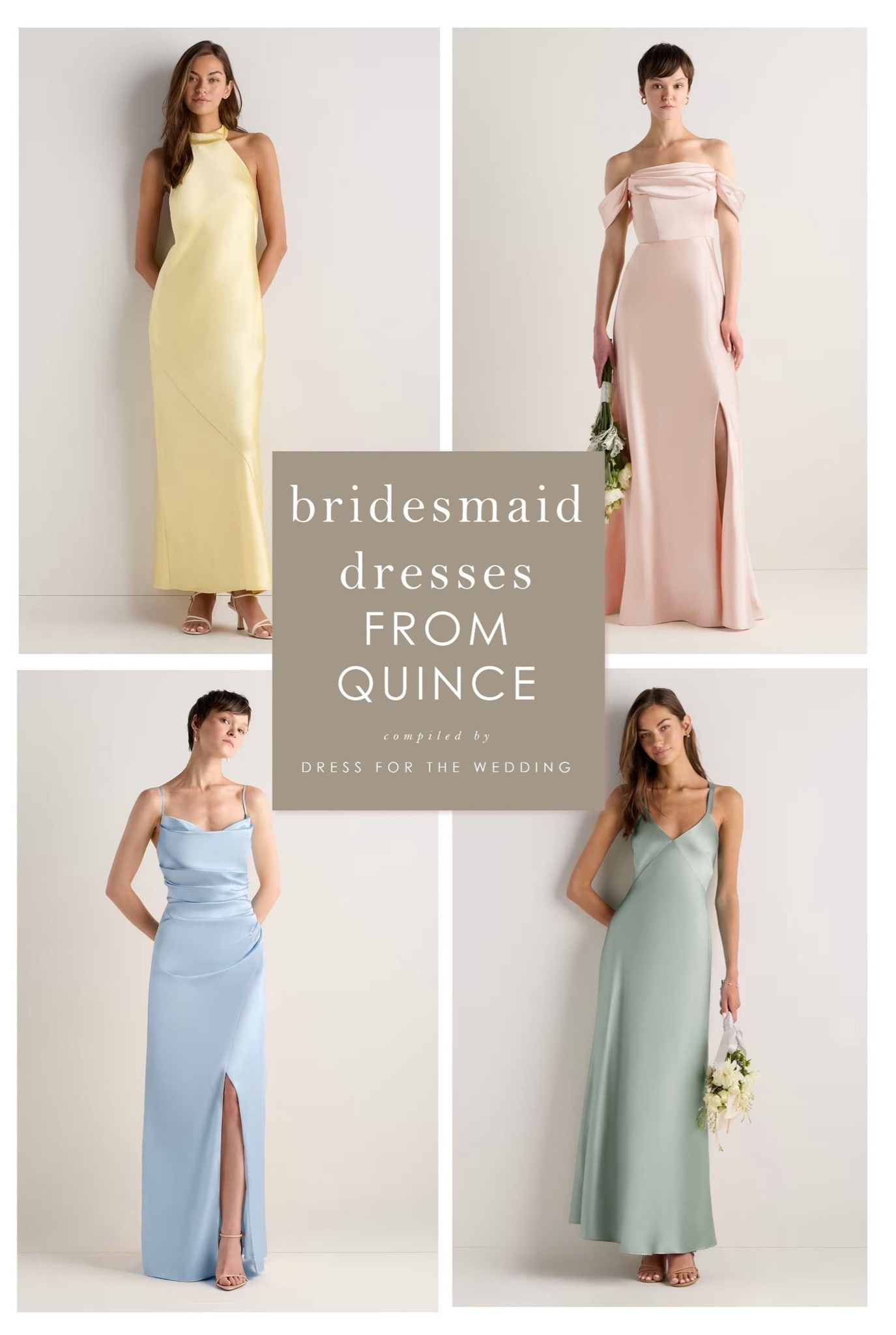 So excited for the new bridesmaid dress collection from @Quince  ! Four gorgeous stretch satin styles in beautiful colors like pink, yellow, black, and champagne with light and dark shades of blue and green. The best part is that these bridesmaid dresses are only $80! Amazing price and style for under $100!

#LTKgrwm #LTKWedding #LTKSeasonal