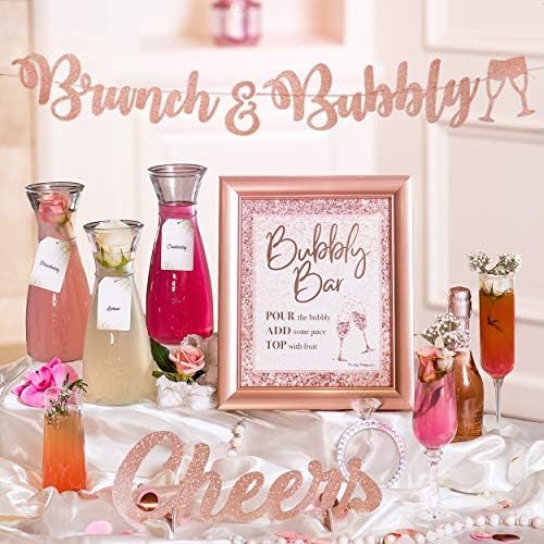 Mimosa Bar Kit | Bachelorette Party Decorations, Rose Gold Birthday Decorations, Blush Pink Brida... | Amazon (US)