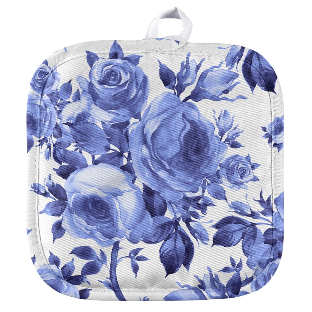 Blue Floral Pattern Pot Holder for Indoor/Outdoor Kitchen and BBQ | Walmart (US)