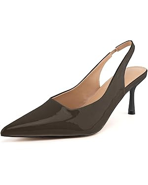 DREAMCIA Women's Pumps Slingback Heels Pointed Toe Sling Back Kitten Heels Women Metallic Slingba... | Amazon (US)