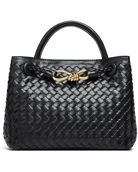 Woven Bag for Women Crossbody Handbag: Vegan Leather Small Tote Purse Trendy Shoulder Handbag Bow... | Amazon (US)
