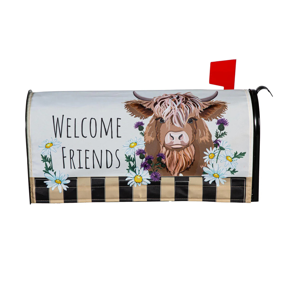 Highland Cow Welcome Friends Mailbox Cover | My Evergreen