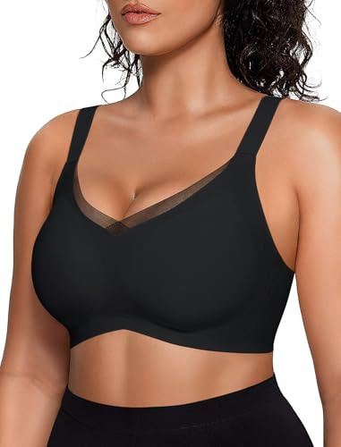 Vertvie Wireless Bras for Women No Underwire Supportive Mesh Crossover Bra Seamless Push Up Full ... | Amazon (US)