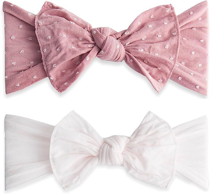 Baby Bling Bows 2 Pack - Girls Shabby Dot and Classic Knot Headbands | Amazon (US)