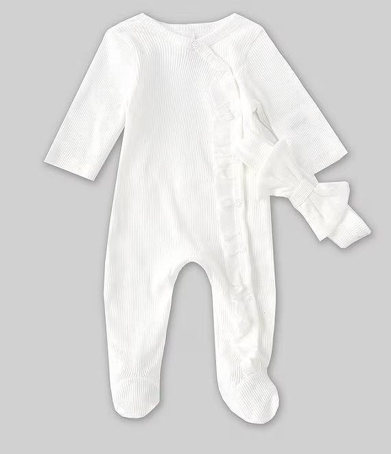 Baby Girls Newborn-6 Months Long-Sleeve Ruffled Rumba Footed Coverall Set | Dillards