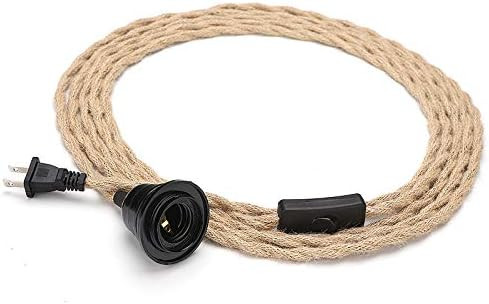 Pendant Light Kit with Switch Plug in Vintage Lamp Cord with Twisted Hemp Rope UL Listed 15FT E26... | Amazon (US)