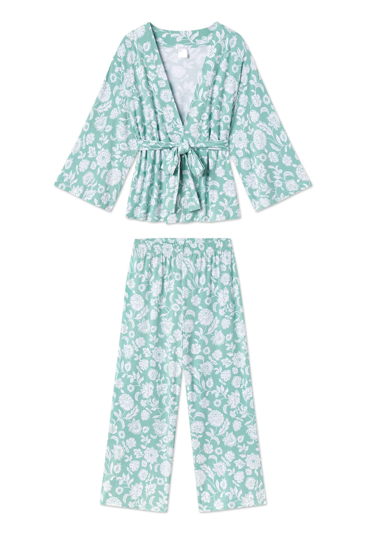 DreamKnit Kimono Pajama Set in Meadow Bouquet | Lake Pajamas