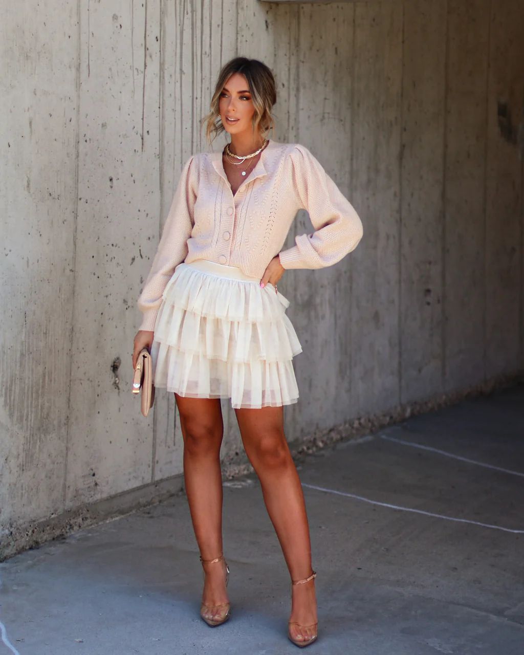 City Girl Tulle Tiered Skort - Cream - SALE | VICI Collection