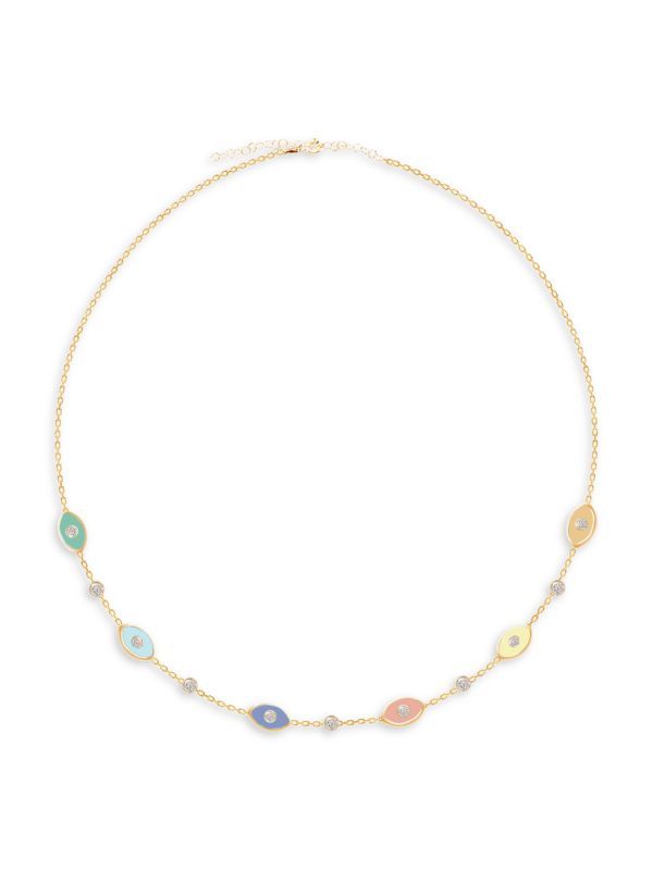 Happy Me 14K Gold Vermeil & Crystal Candy Pastel Multi Evil Eye Necklace | Saks Fifth Avenue OFF 5TH