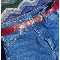Vintage Embossed Leather Belt Buckle | Etsy (US)