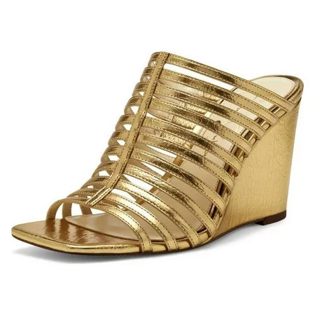 Jessica Simpson Arriya Gold Open Toe Strappy Silhouette Slip On Wedge Sandals (Gold 6) | Walmart (US)