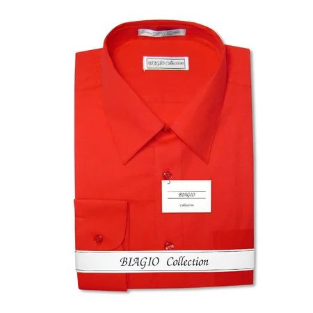 Biagio Men s 100% COTTON Solid RED Color Dress Shirt sz 16 32/33 | Walmart (US)