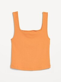 Fitted Square-Neck Ultra-Cropped Rib-Knit Tank Top for Women | Old Navy (US)