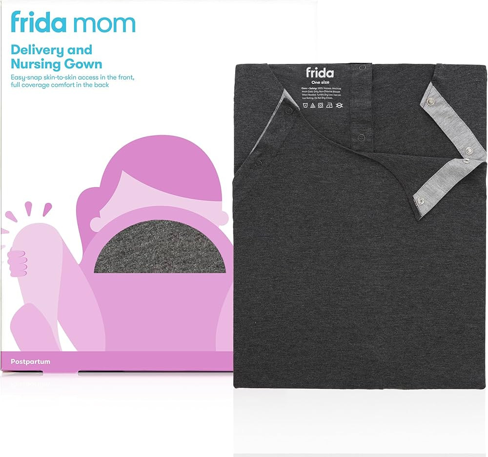 Frida Mom Delivery and Nursing Gown | Easy-Snap, Tagless, Skin-to-Skin Access and Full Coverage in The Back | Amazon (US)