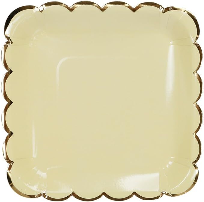 Geeklife Platos de papel dorado, platos cuadrados de papel de 9 pulgadas, 20 vajillas decorativas... | Amazon (US)