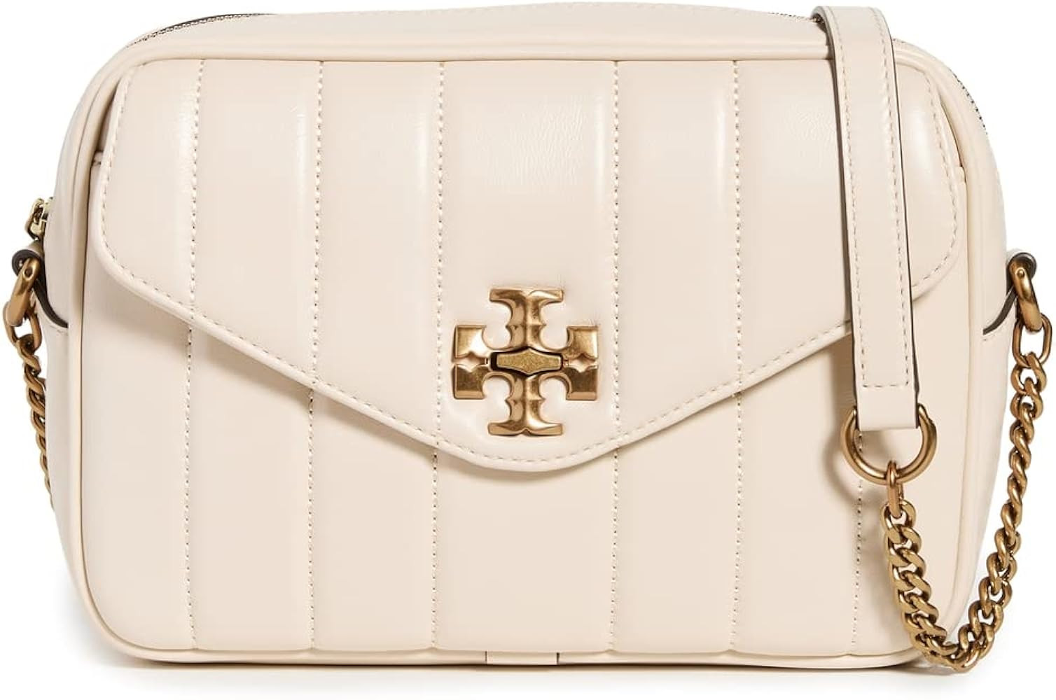 Tory Burch Women's Kira Brie Ivory Quilted Leather Camera Handbag | Amazon (US)