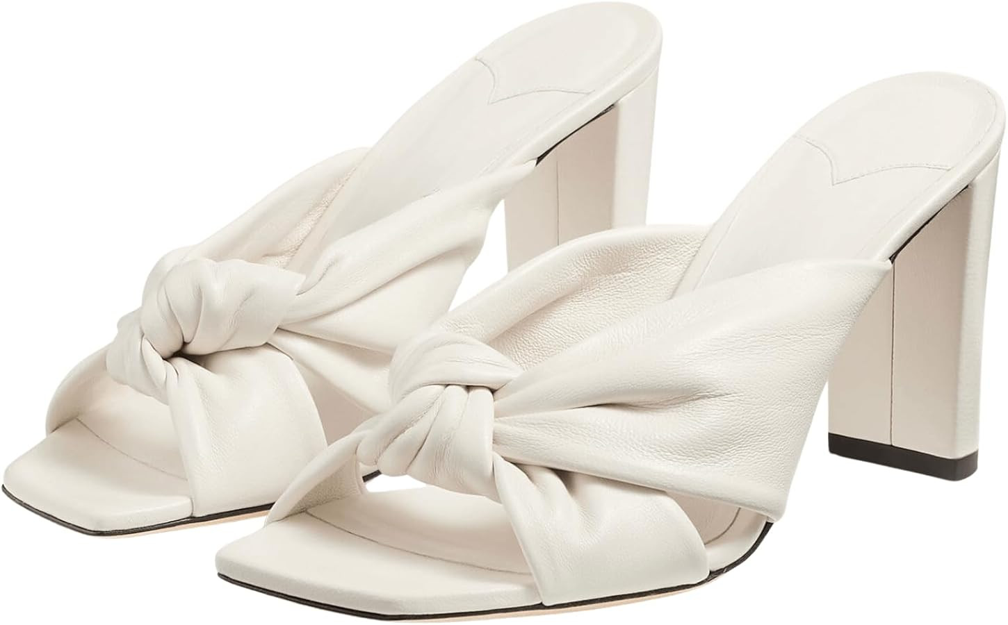 Women's Slip On Knot Mules Squared Open Toe Chunky Heel Sandals Comfortable Party Wedding Bridal ... | Amazon (US)