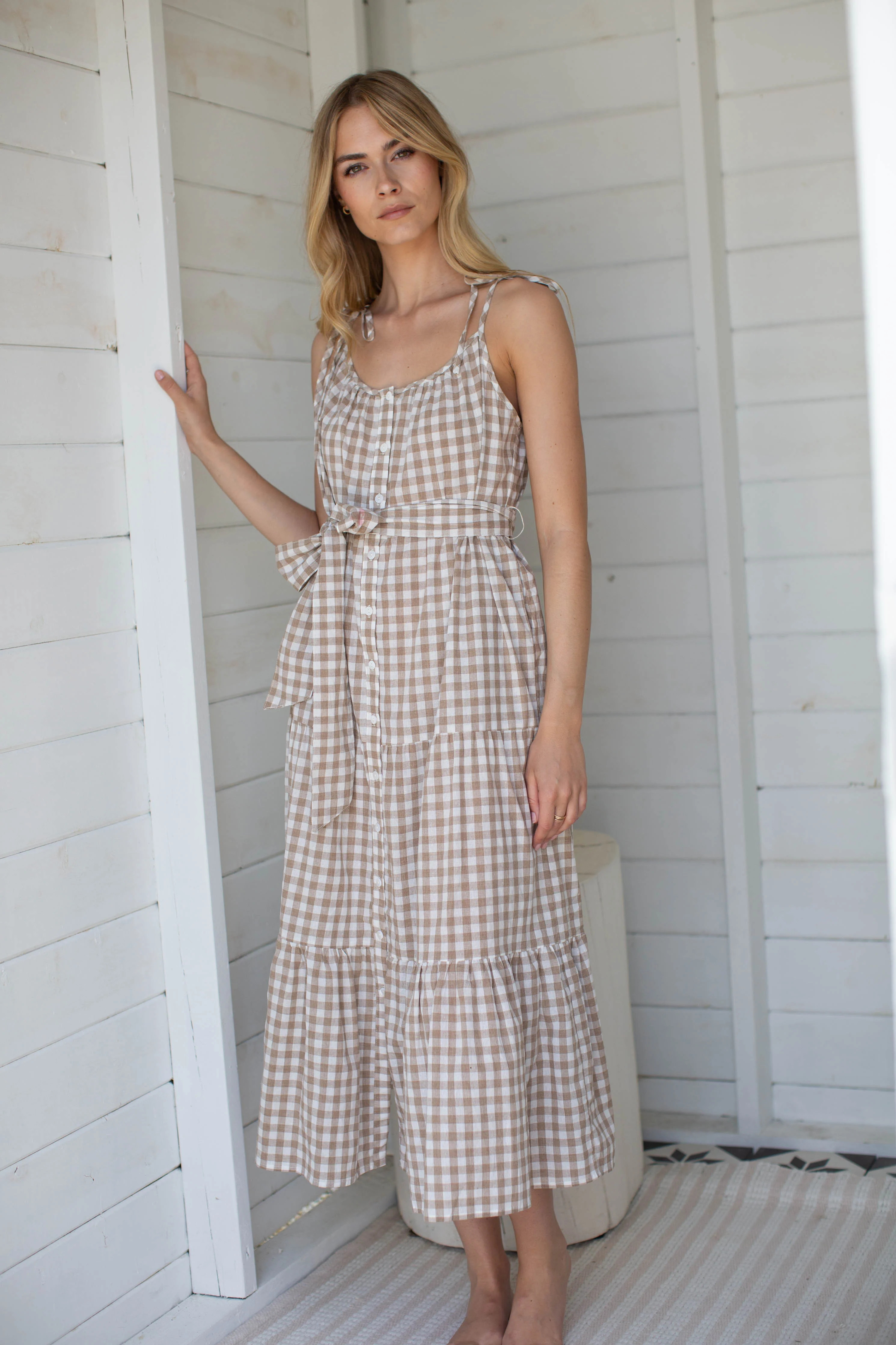Siesta Dress - Dune Gingham | Marea