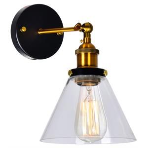 CWI Lighting Eustis 1-light Contemporary Metal Wall Sconce in Black/Gold Brass | Cymax