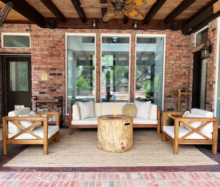 Patio furniture. Outdoor living. Summer patio. Outdoor sofa. Outdoor chairs. Fire out. Outdoor area rug 

#LTKfamily #LTKSeasonal #LTKhome