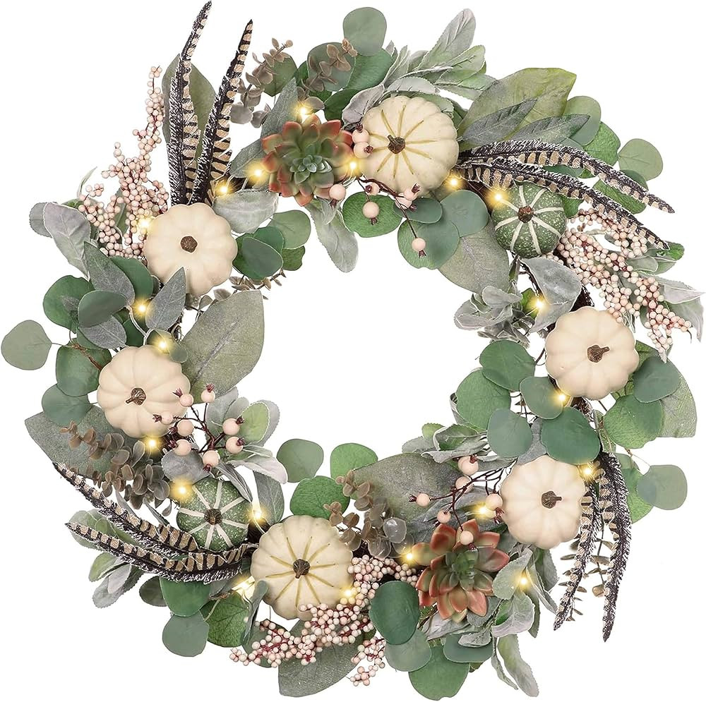 Valery Madelyn Large Fall Wreaths for Front Door, 26 Inch Artificial Summer Eucalyptus Wreath wit... | Amazon (US)