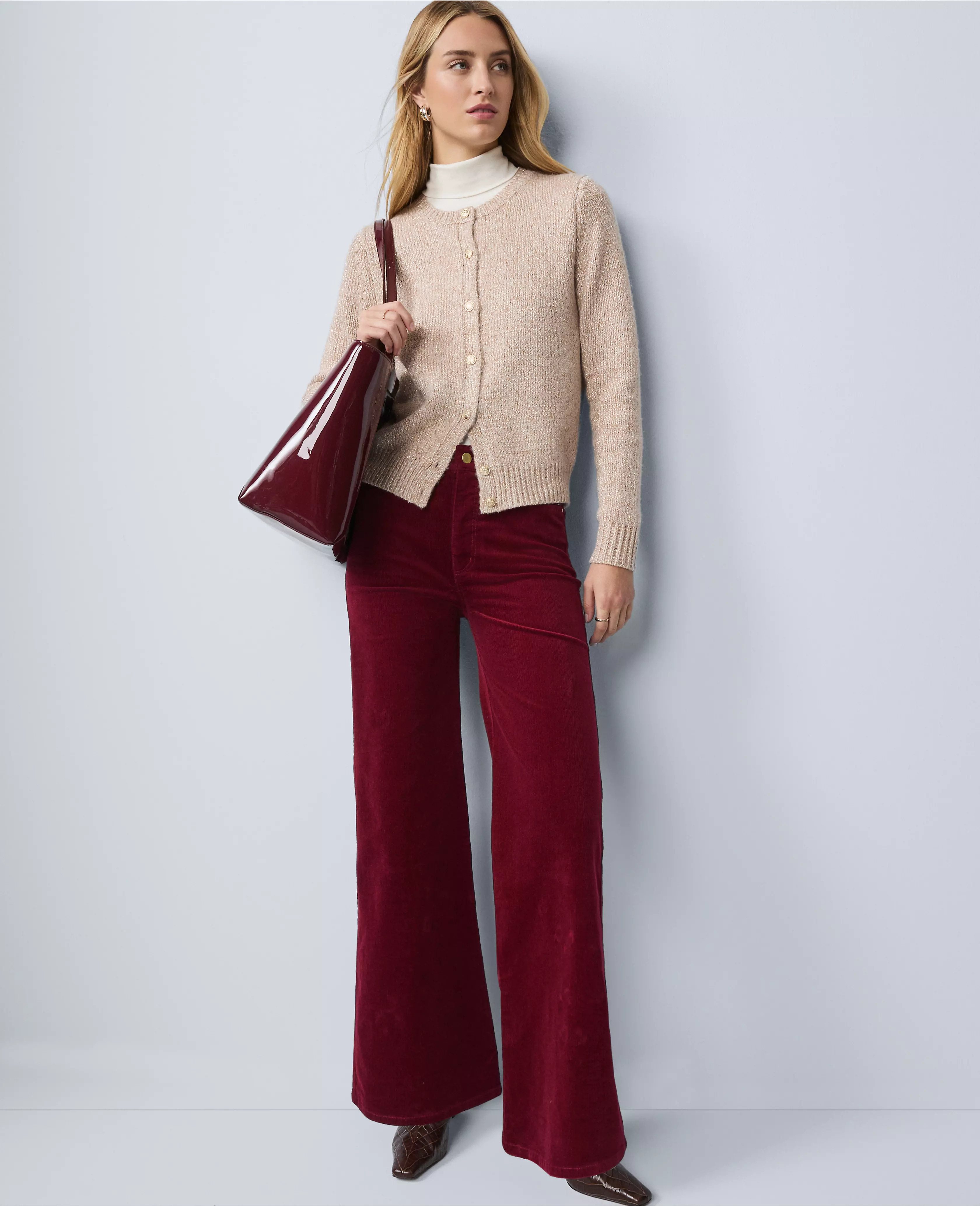 Petite Weekend Collection Wide-Leg Corduroy Pant | Ann Taylor