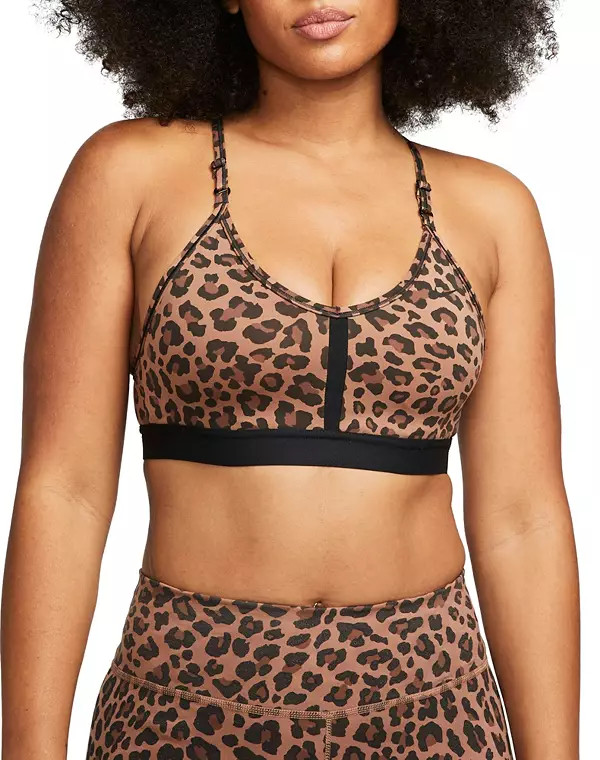 Nike Women's Indy V-Neck Leopard Print Bra | Dick's Sporting Goods | Dick's Sporting Goods