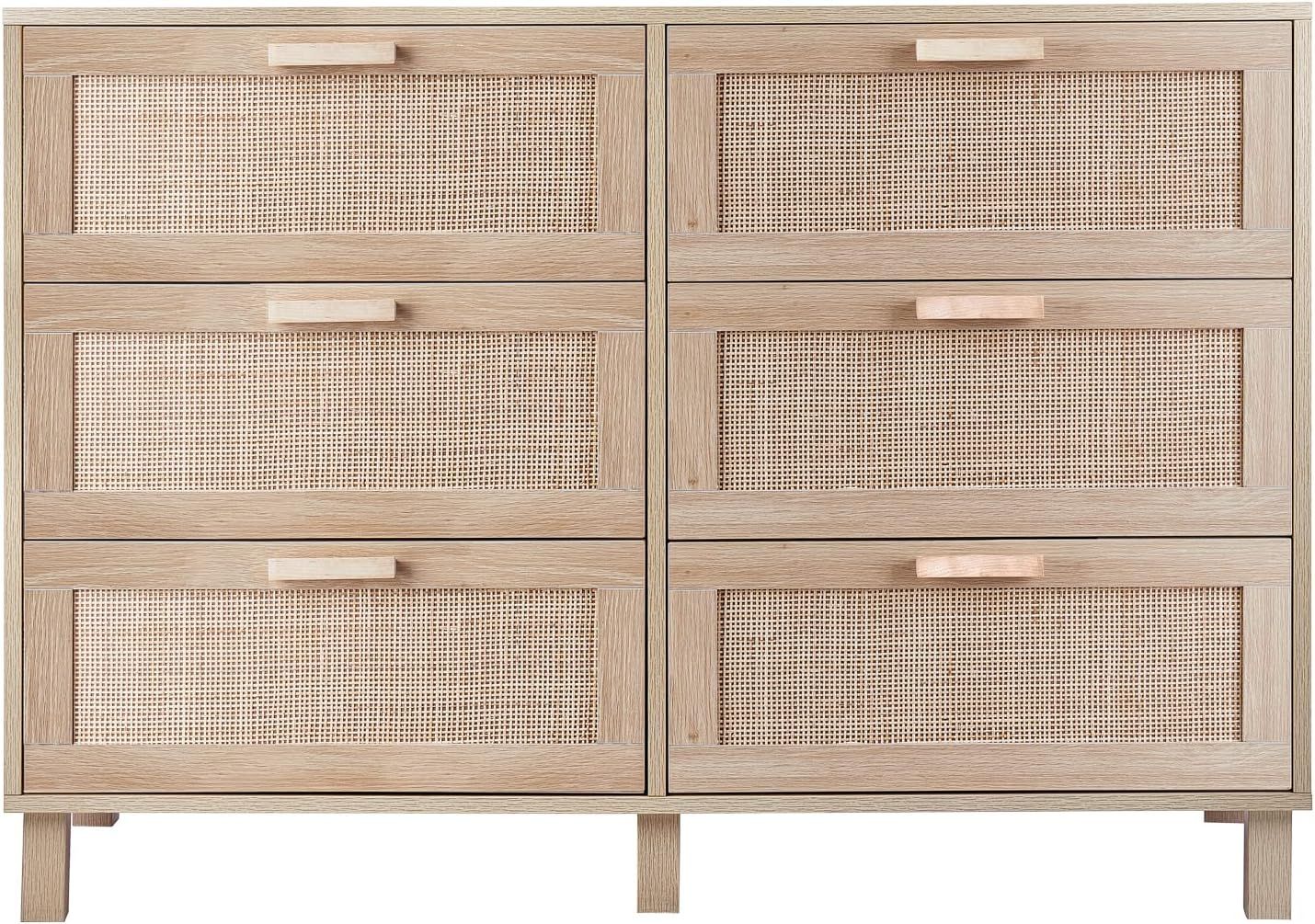 CREATIVELAND 6 Drawer Dresser, Hamilton Rattan Chest of Drawers End Cabinets Storage Corner Table... | Amazon (US)