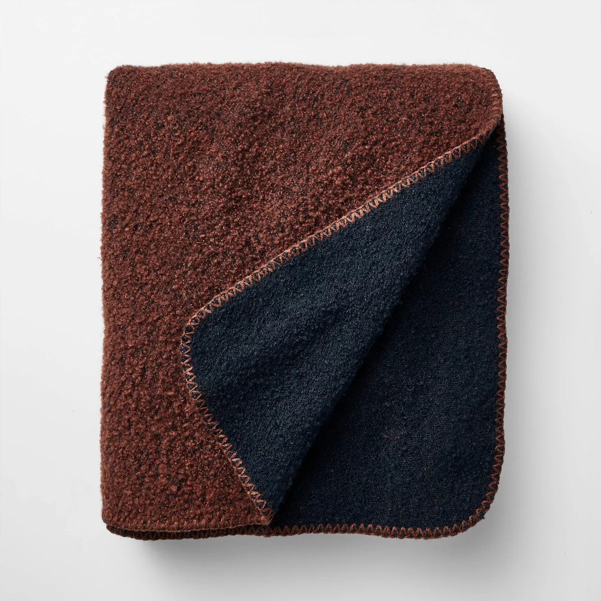 Asymmetric Colorblocked Boucle Throw Burgundy/Navy - Threshold™ designed with Studio McGee | Target