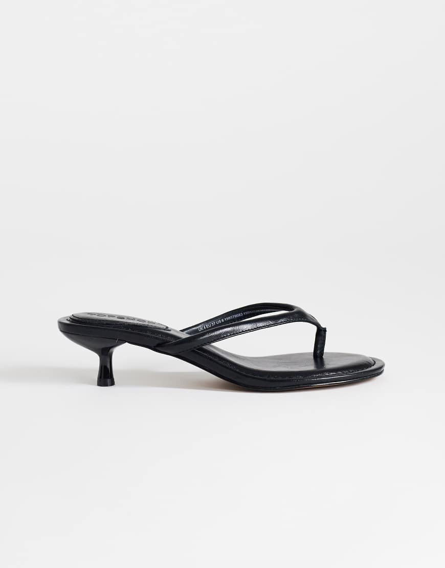 Topshop Axel toe thong mid heel sandal in black | ASOS (Global)