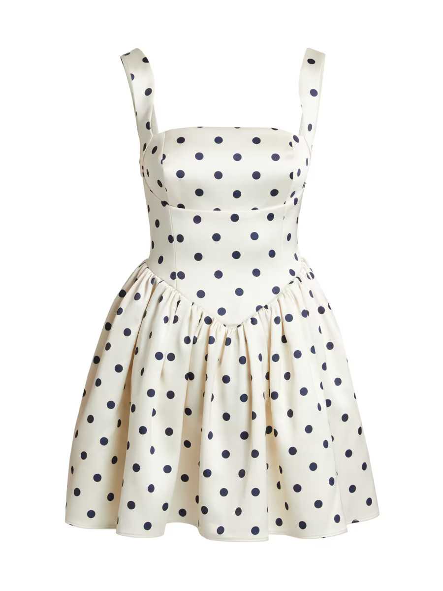 Polka Dot Satin Minidress | Saks Fifth Avenue